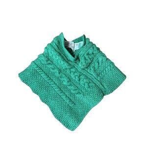 Aran Sweater Market Toddler Merino Wool Shawl Poncho Green Cable Knit Ireland